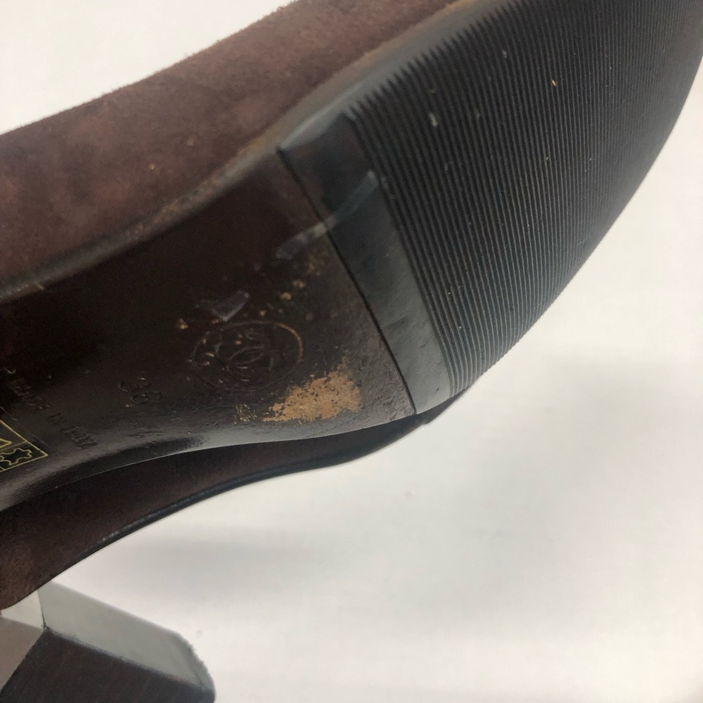 Chanel square cap toe heels, brown/black, GUC - Picture 3 of 13